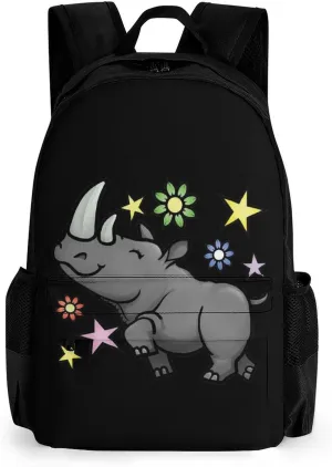 Chubby Unicorm Rhinoceros Small Backpack Travel Bag Cute Back Packs Fashion Graphic Print Daypack