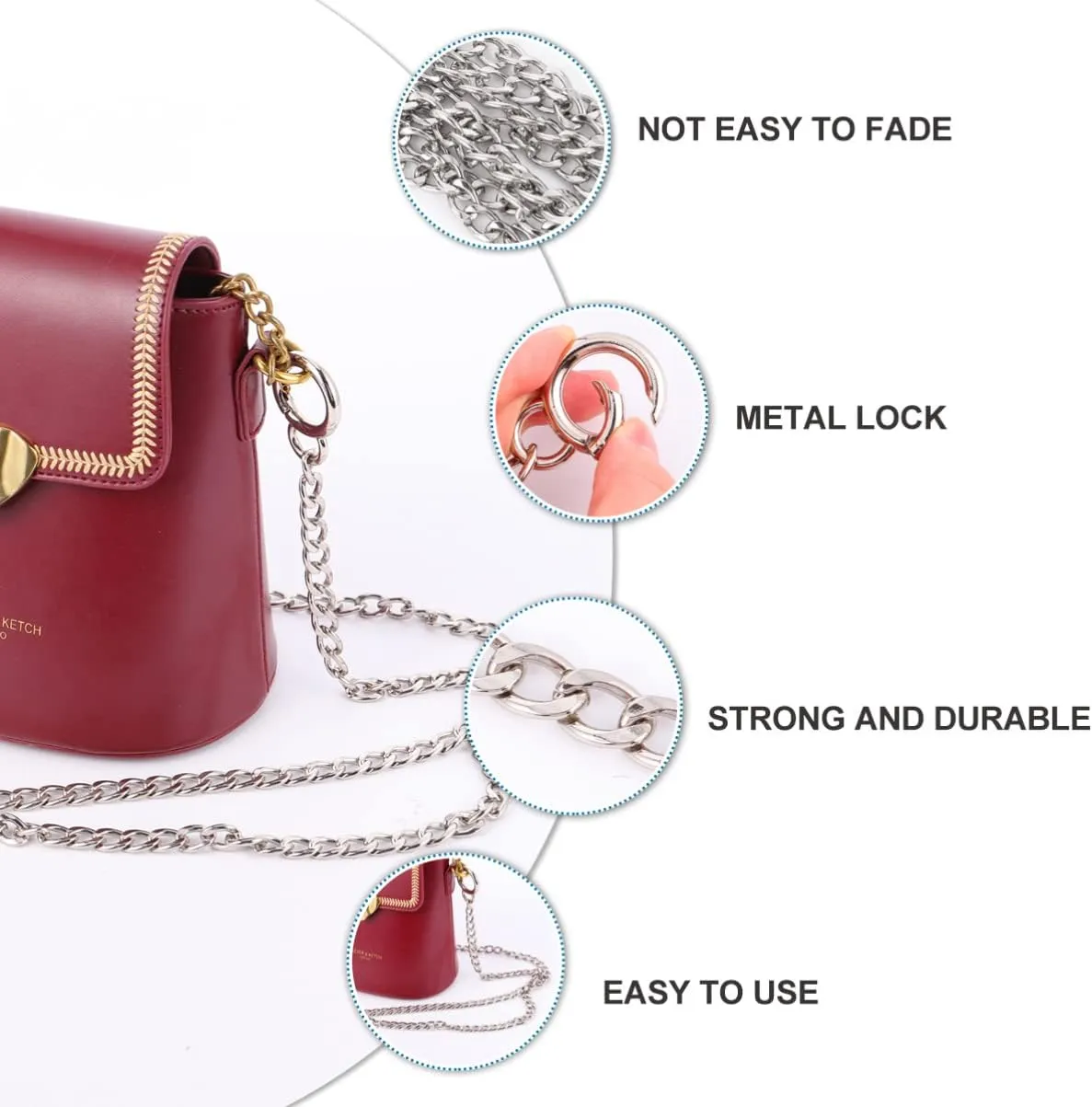 CIMAXIC Fashion Handbag Chain Gold Chain for Crossbody Bag Metal Bag Chain Alloy Chain Bag Decorati