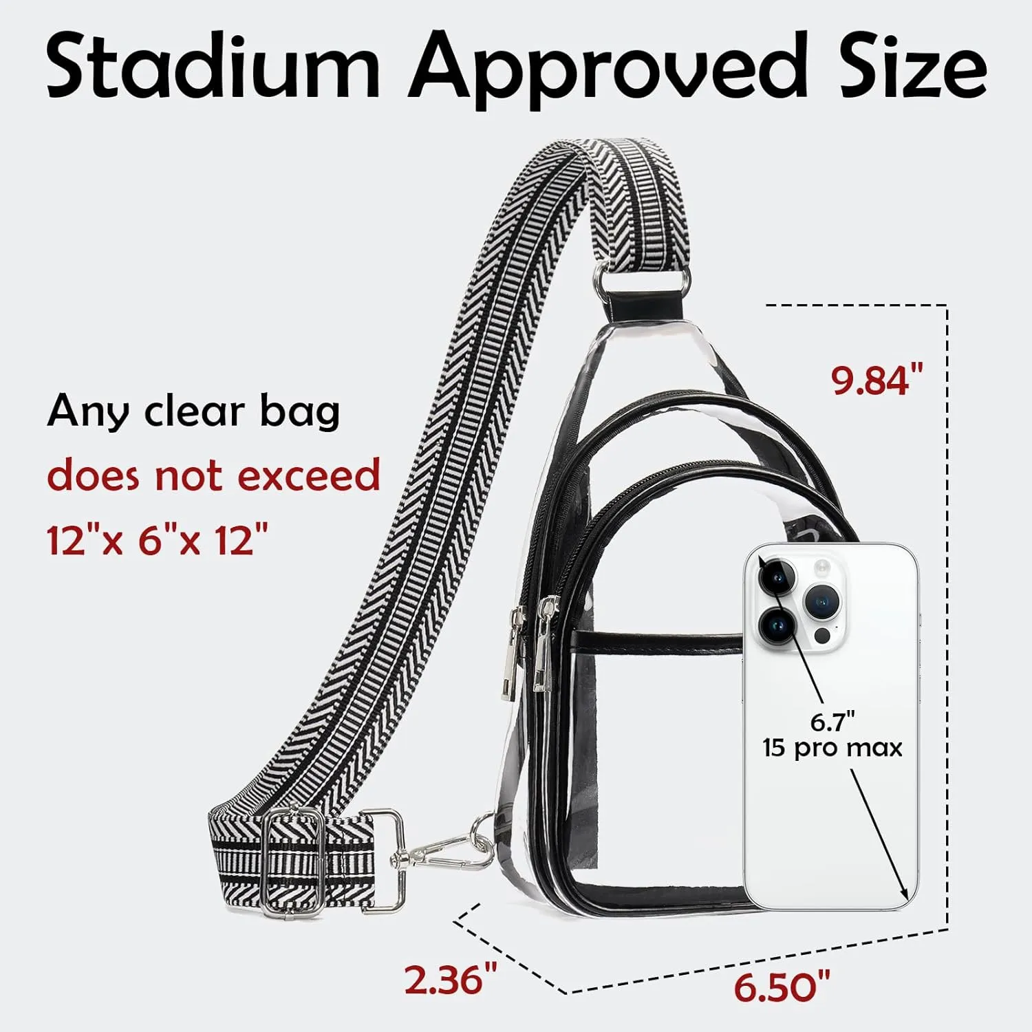 Clear Bags For Events With 2 Extra-Long Straps, 4 Pockets Clear Crossbody Bags For Women
