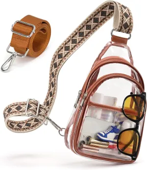 Clear Bags For Events With 2 Extra-Long Straps, 4 Pockets Clear Crossbody Bags For Women
