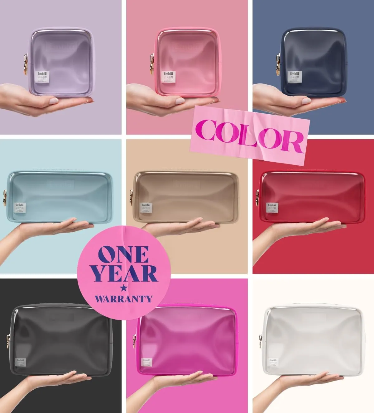 Clear Cosmetic Bags Set of 3, Mini Small Large Makeup Bags For Women Clear Pouch Cosmetics Cases Zipper Cute Pouches Make Up Travel Toiletry Essentials Preppy Purse Organizer Makeup Cases, Lilac