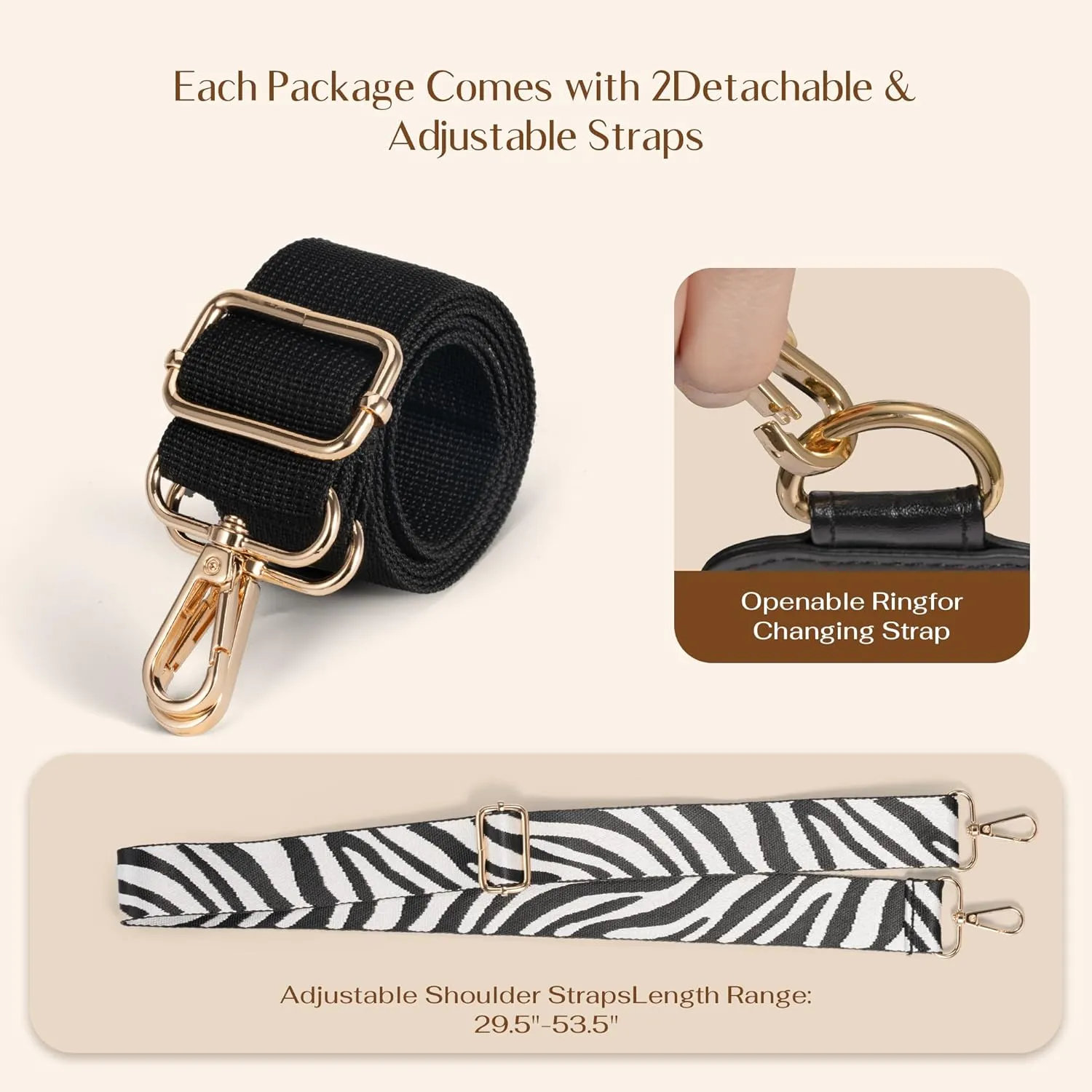 Clear Sling Bag for Stadium Events with 2 Long Straps - Multi-Pockets Crossbody Bags with Removable Strap - Concerts & Sports