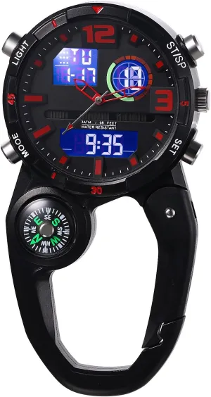Clip on Multi-Function Digital Carabiner Watch Backpack Fob Watch for Men and Women with Alarm Clock Date Week for Nurses Doctors Chefs Climbers Home Office Outdoor Use