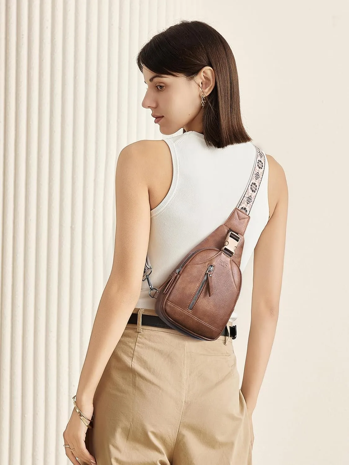 CLUCI Small Sling Bag for Women Vegan Leather Crossbody Chest Bags Trendy, Women's Fanny Pack