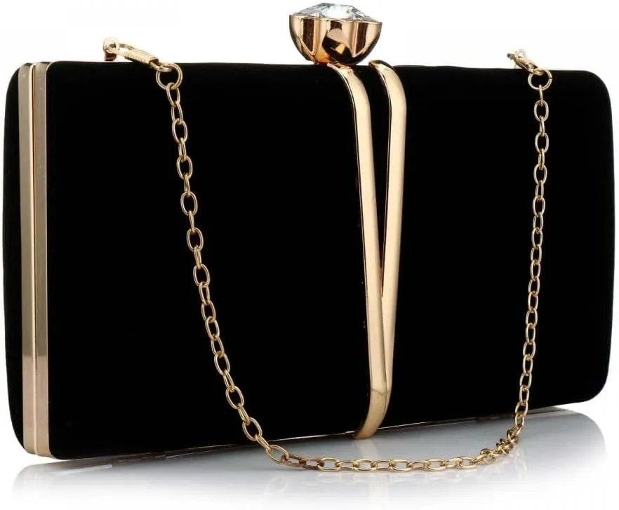 Clutch Bags for Women Vintage Evening HandBag Diamond Handbag Suede Velvet Purse With Detachable Chain Cocktail Purse