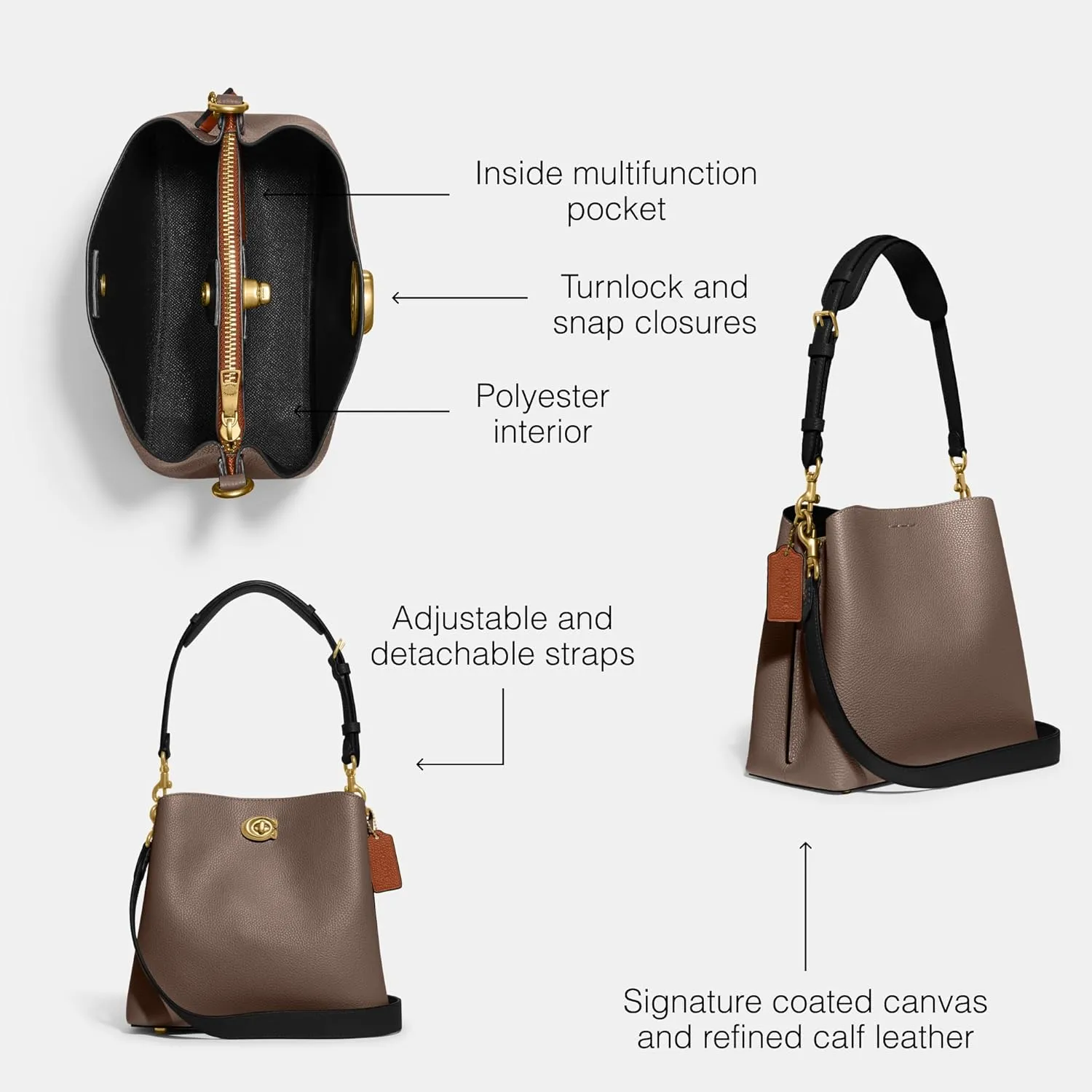 Coach Color-Block Leather Willow Bucket
