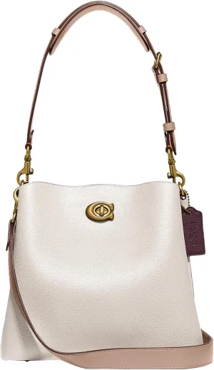 Coach Colorblock Leather Willow Bucket, Chalk