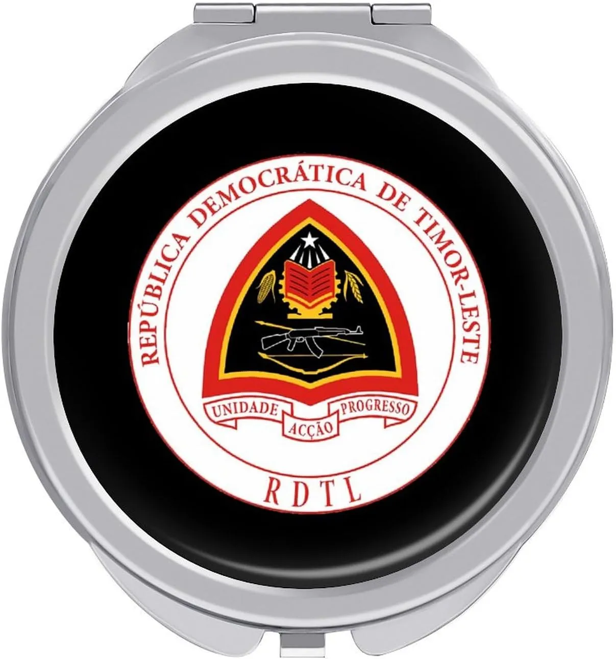 Coat of Arms of East Timor Compact Mini Mirror Double-Sided Pocket Makeup Mirrors Ultra Portable for Purses and Travel