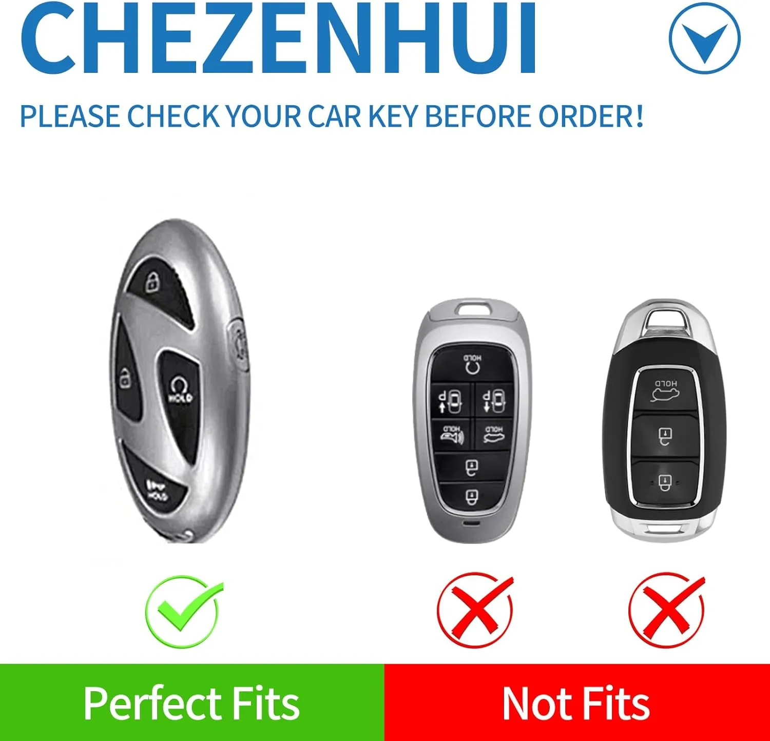 Compatible with Hyundai Key Fob Cover with Leather Lanyard, Car Key Case Shell Protection for Hyundai Ioniq 6 Grandeur GN7 KONA Smart Remote Control,White
