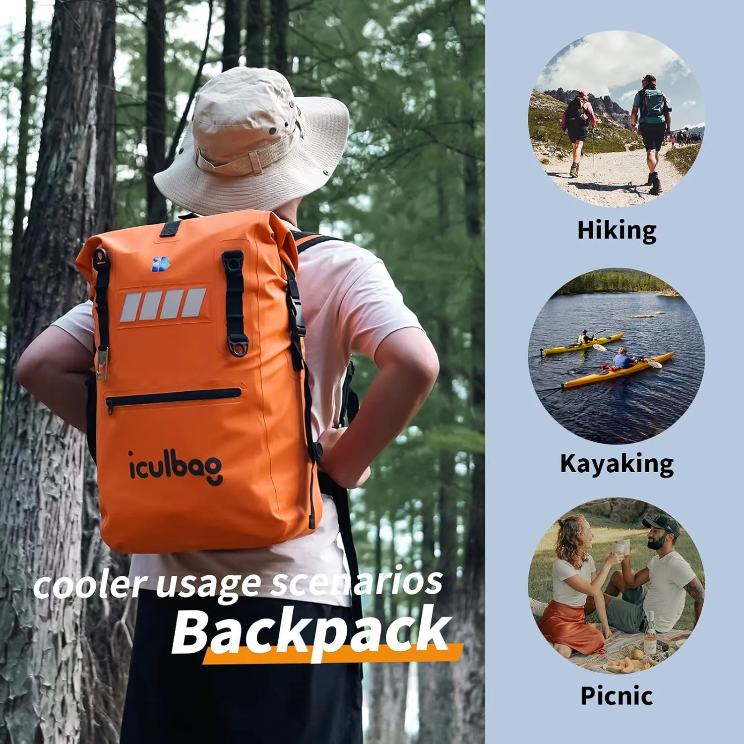 Cooler Bags Insulated Leak Proof Soft Ice 42Cans Large Cooler Backpack Insulated Waterproof Leak Proof Travel Hiking Beach Camping Picnic Lunch Bags for Men Women for 12Hour Cooling