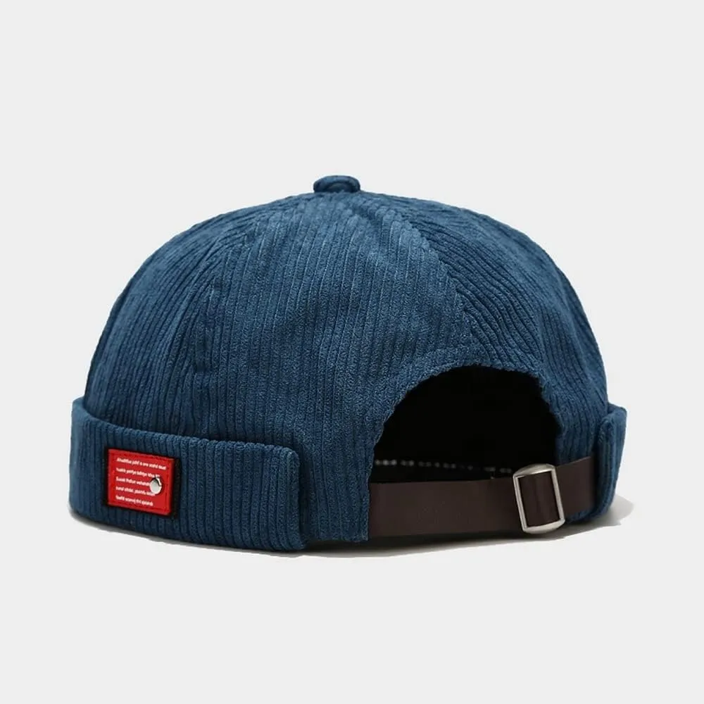 Corduroy Brimless Harbour Hat Rolled Cuff Retro Beanie Hat Skullcap Street Casual Sailor Cap for Men Women
