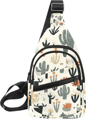 Cowboy Hat Cactuses Western Crossbody Bag with Adjustable Shoulder Strap, Shoulder Bag for Men and Women Sling Backpack for Travel, Cycling, Work, Sport