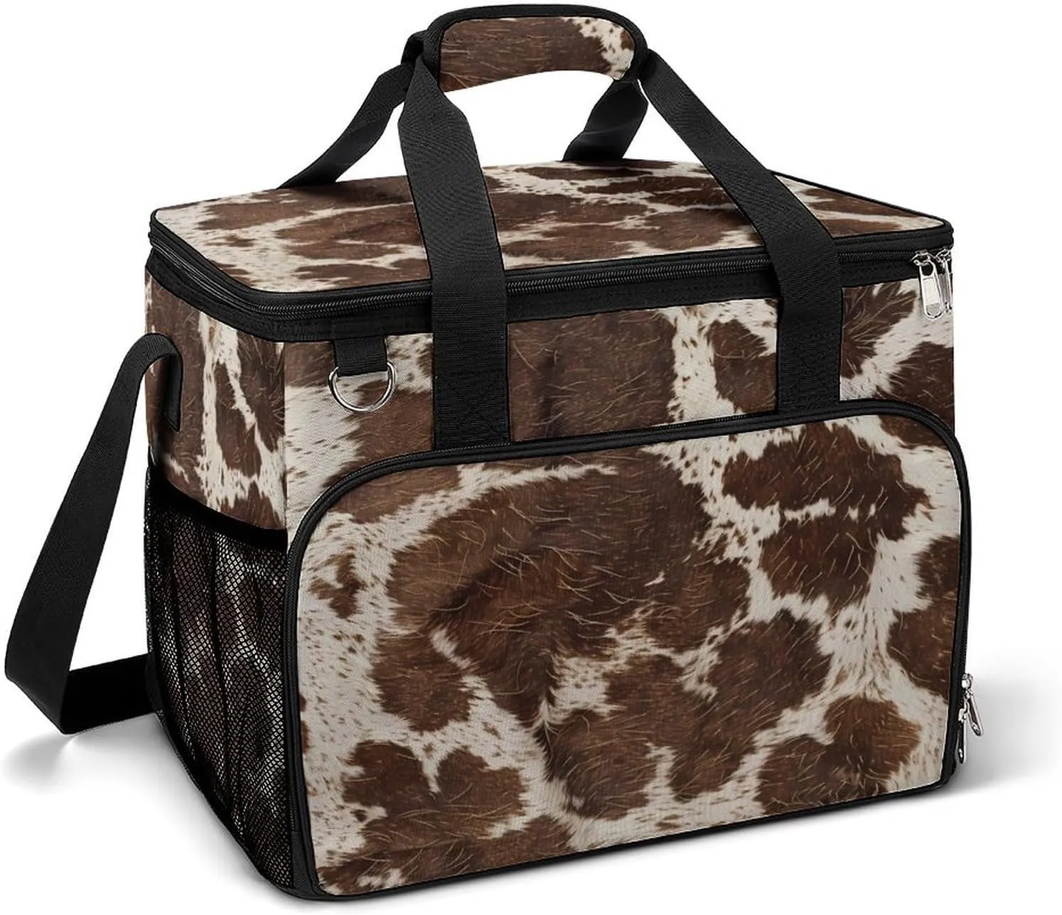Cowhide Patterns Large Lunch Bag Soft Cooler Bag Insulated Thermal Bag Reusable Grocery Bags for Office Picnic Beach
