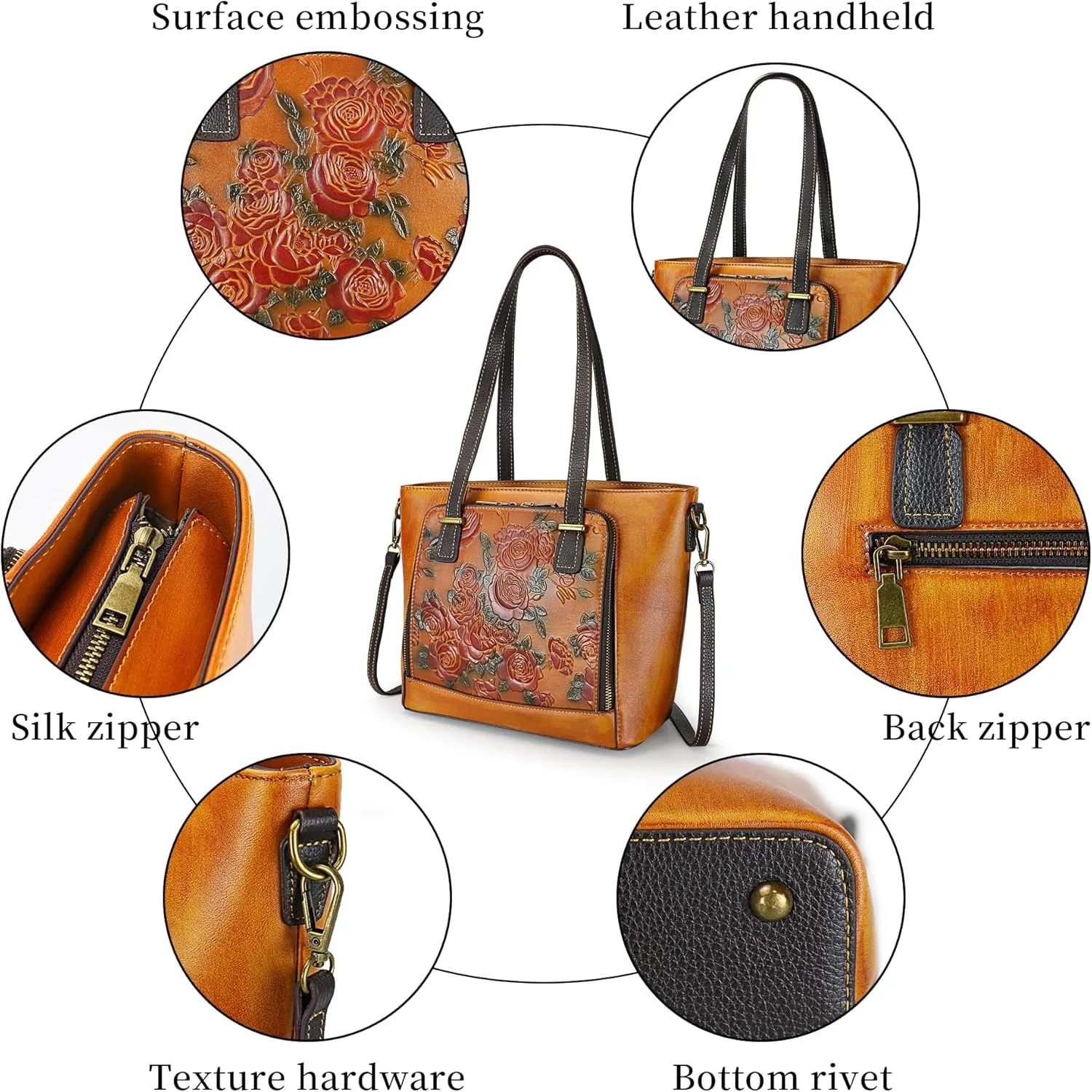 Crossbody Bag for Women Leather Shoulder Bag Top Handle Tote Purses Vintage Satchels Handbag Retro