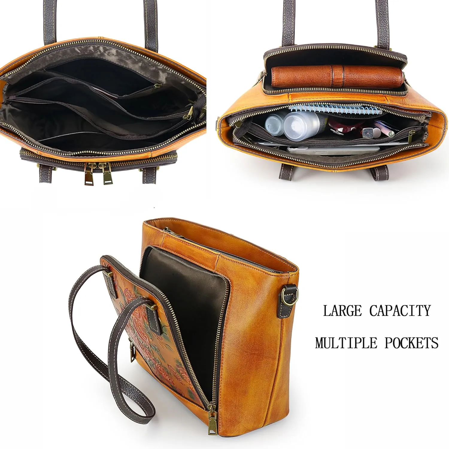 Crossbody Bag for Women Leather Shoulder Bag Top Handle Tote Purses Vintage Satchels Handbag Retro