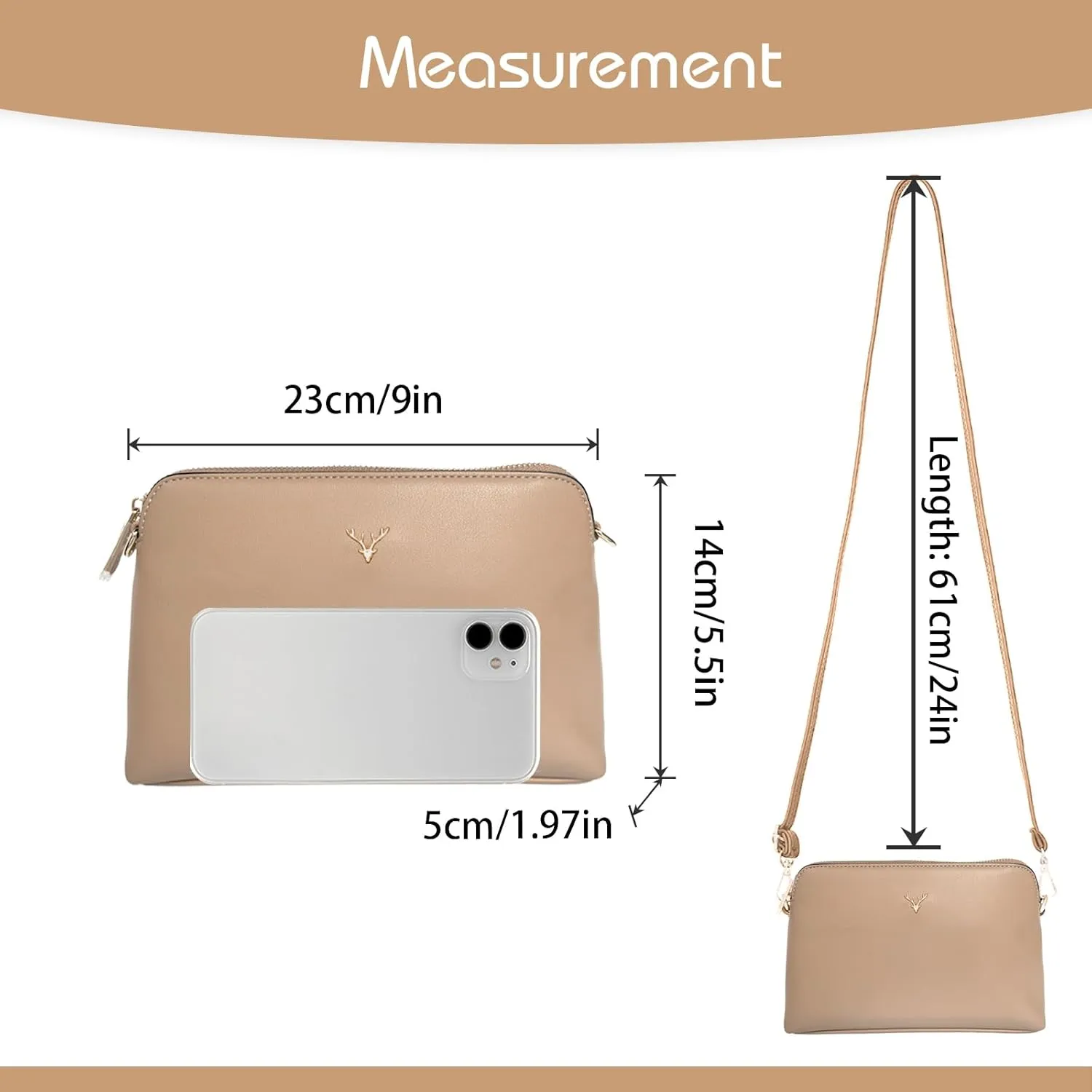 Crossbody Bag for Women, Vegan Leather Women Crossbody Purse Small Shoulder Handbags, Ladies Wristlet Clutch