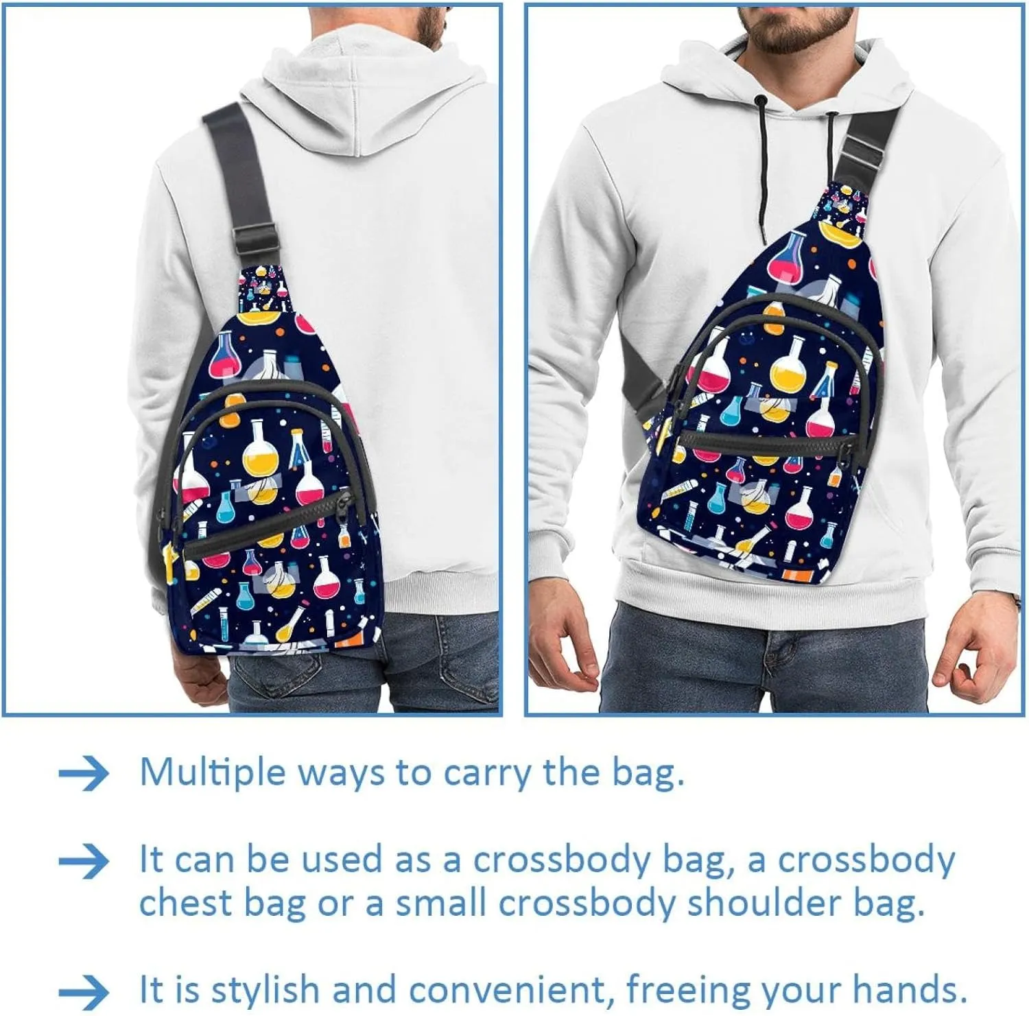 Crossbody Bags for Women Cross Body Bag for Woman Sling Bag Crossbody Bag Bright and colorful chemical glassware (5) Sling Backpack Travel