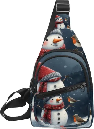 Crossbody Bags for Women Cross Body Bag for Woman Sling Bag Crossbody Bag Snowman and Bird for Christmas 2_18 Sling Backpack Travel