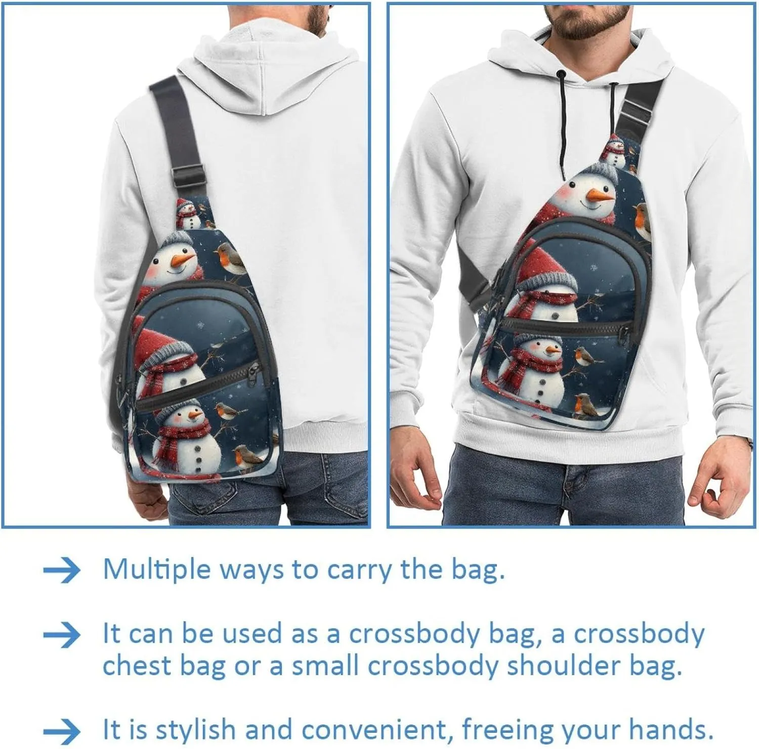 Crossbody Bags for Women Cross Body Bag for Woman Sling Bag Crossbody Bag Snowman and Bird for Christmas 2_18 Sling Backpack Travel