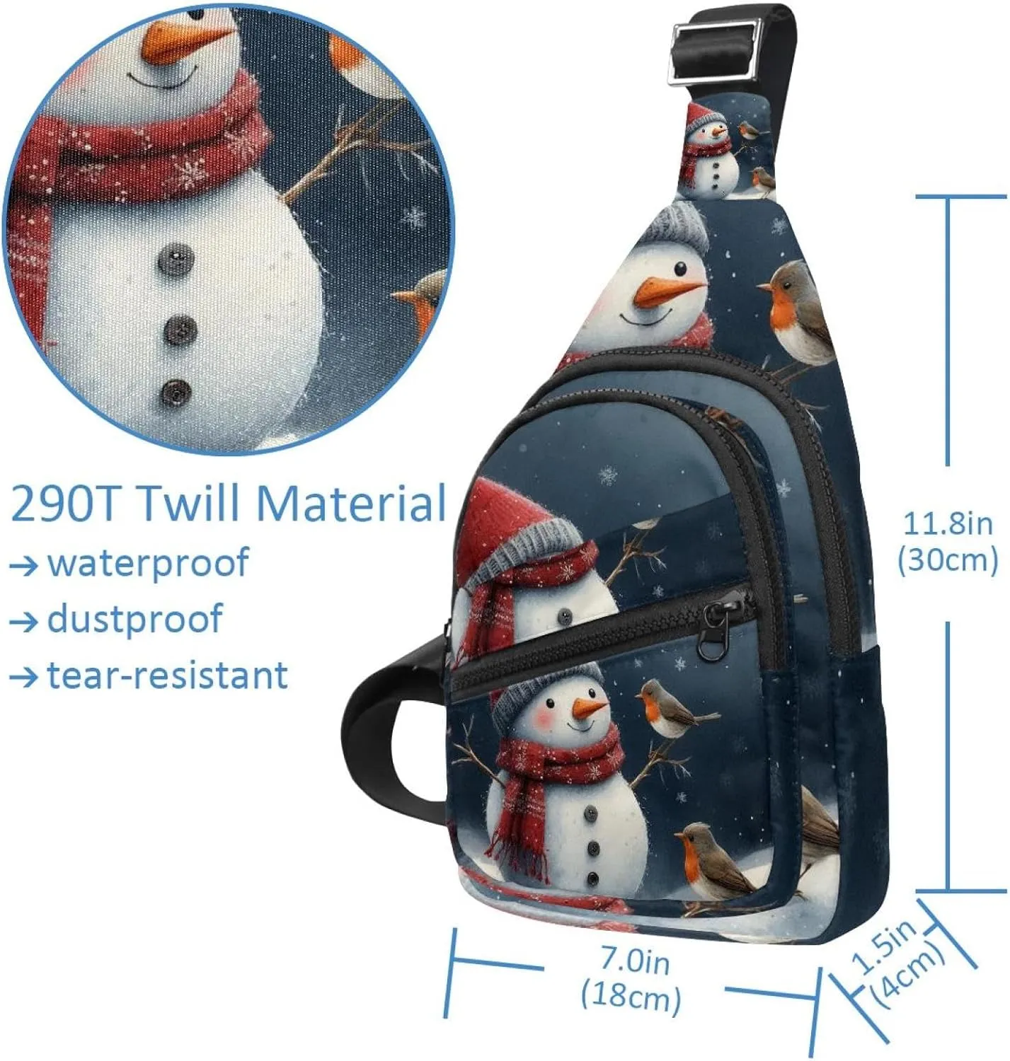 Crossbody Bags for Women Cross Body Bag for Woman Sling Bag Crossbody Bag Snowman and Bird for Christmas 2_18 Sling Backpack Travel