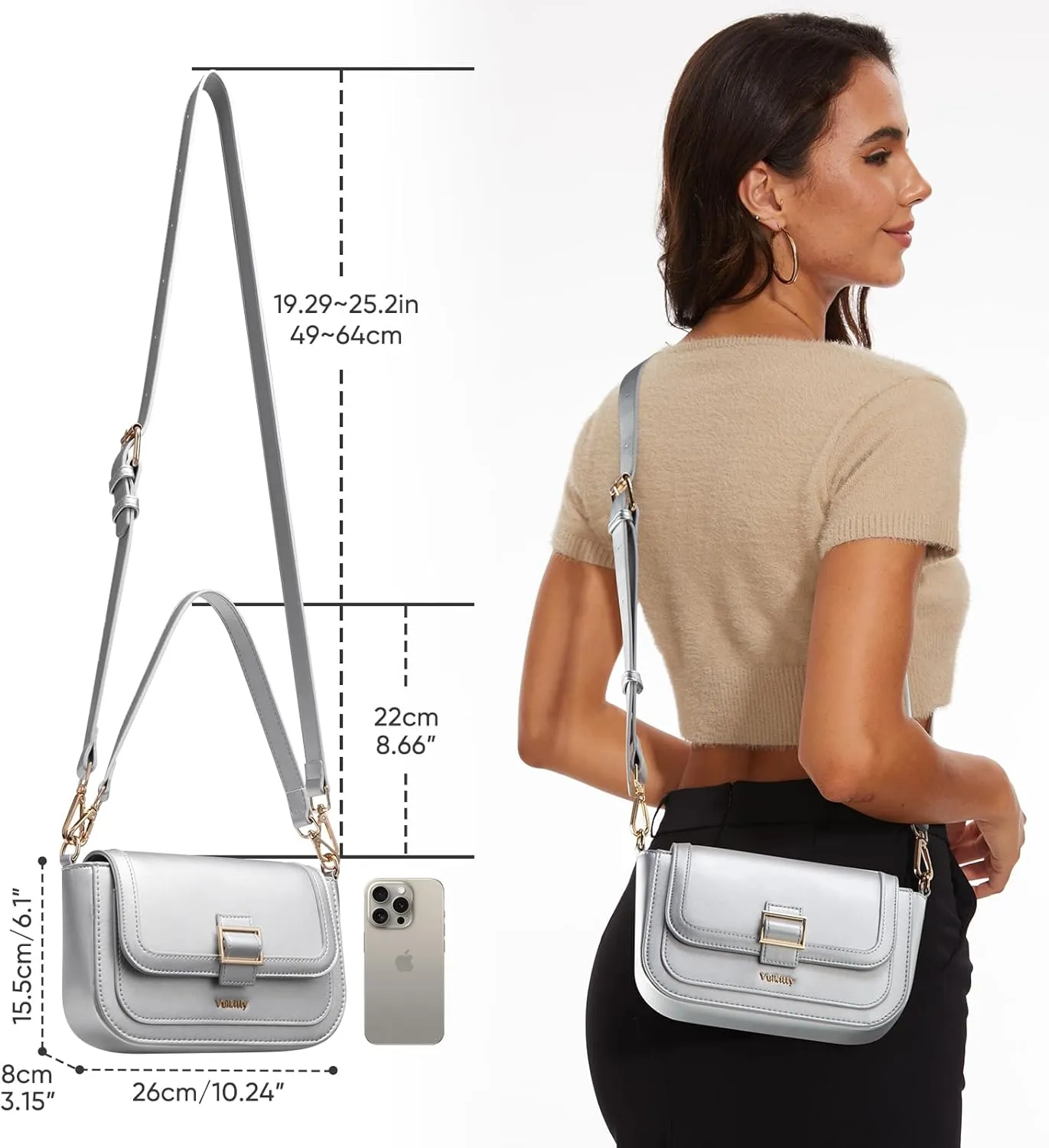 Crossbody Bags for Women Leather Shoulder Bag Women Purse and Handbags with 2 Removable Straps