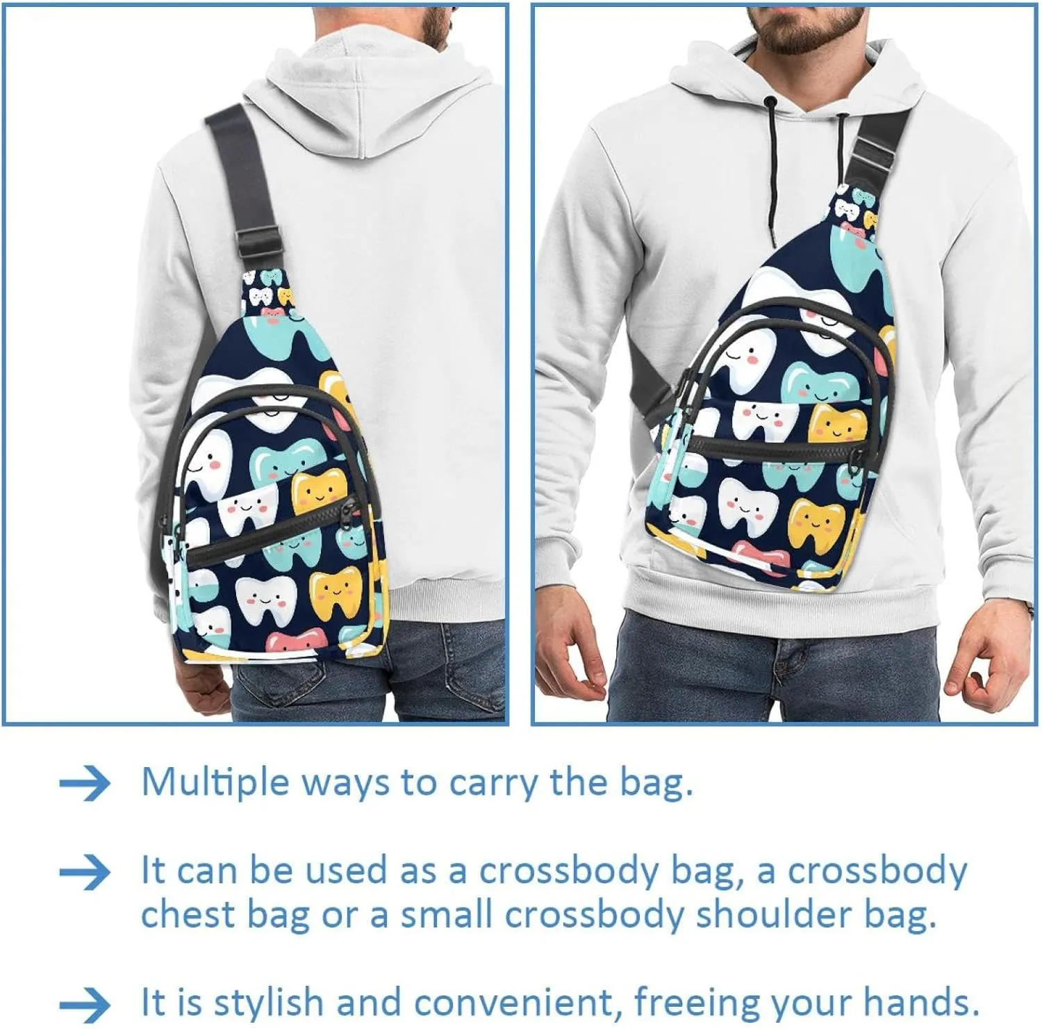 Crossbody Bags for Women Men simple daily dental care Sling Bag Bakpack Casual Chest Bag with Convertible Shoulder Strap