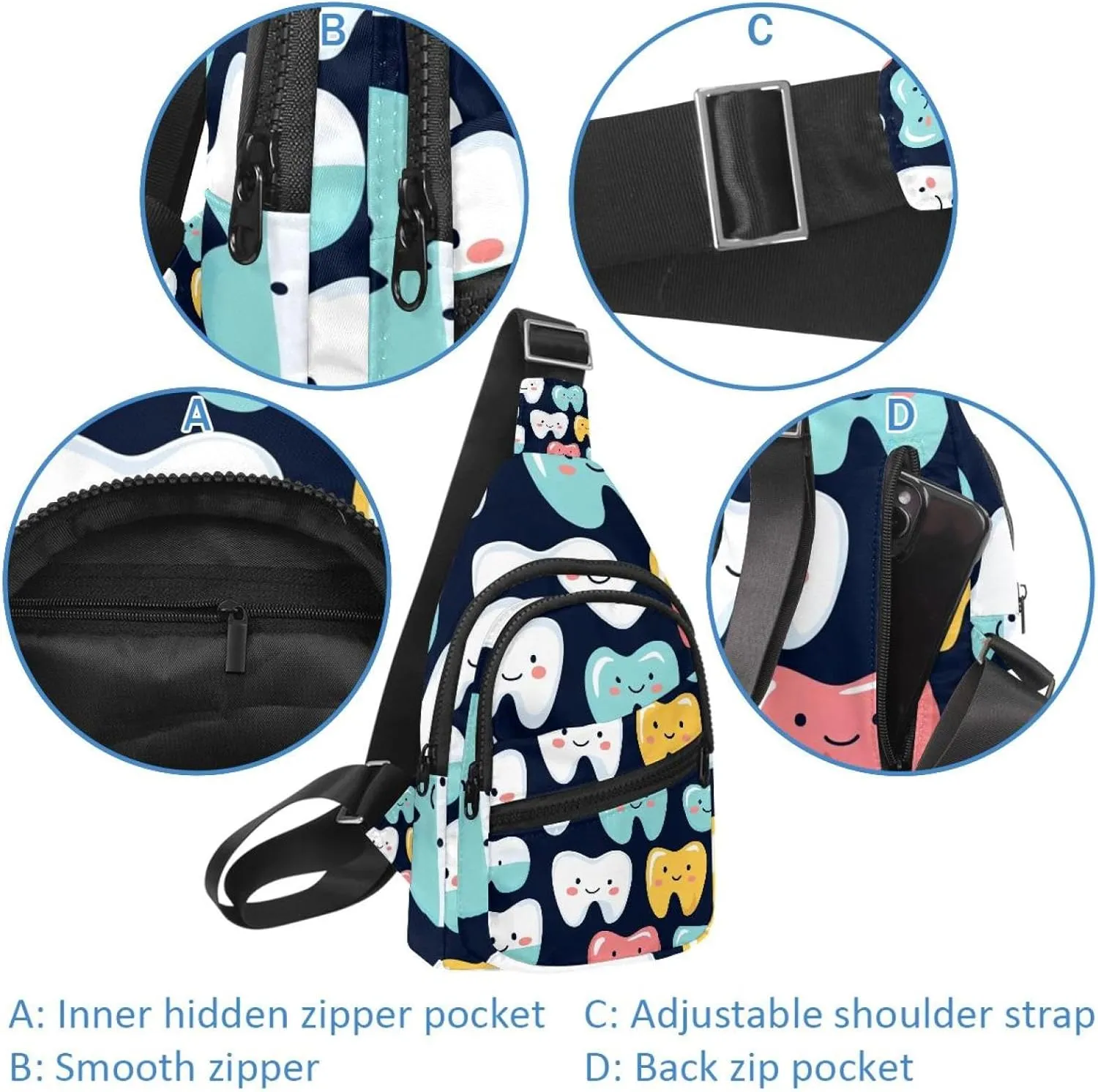 Crossbody Bags for Women Men simple daily dental care Sling Bag Bakpack Casual Chest Bag with Convertible Shoulder Strap