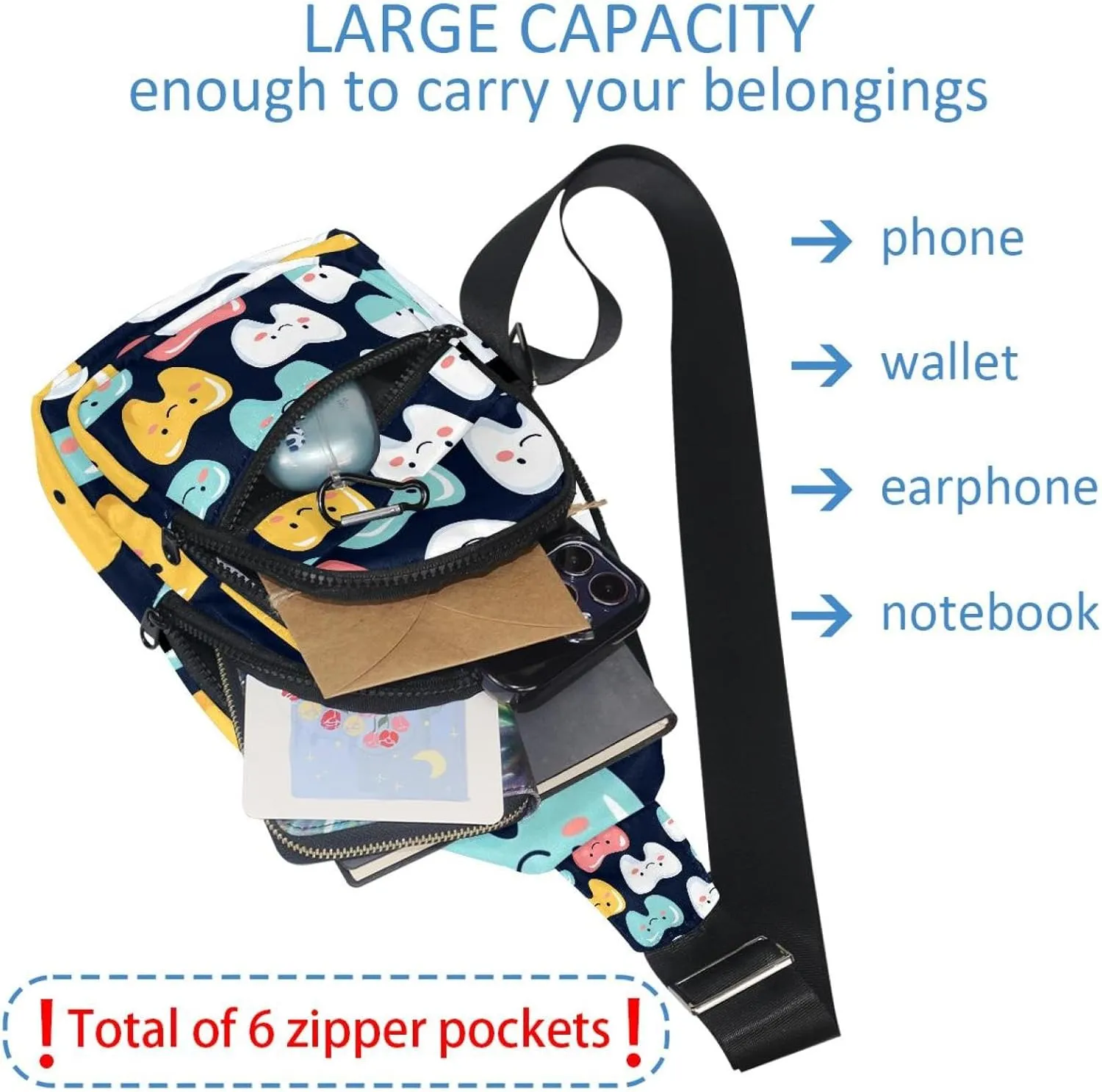 Crossbody Bags for Women Men simple daily dental care Sling Bag Bakpack Casual Chest Bag with Convertible Shoulder Strap