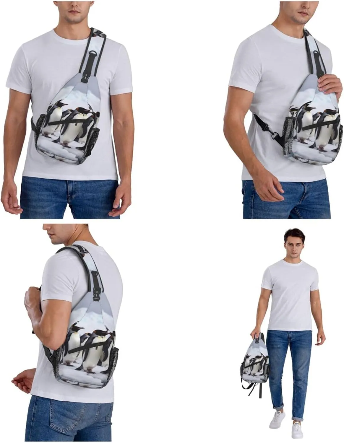 Crossbody Bags for Women Men Trendy Sling Bag Casual Chest Bag Moon Flowers and Butterflies Shoulder Bag for Travel