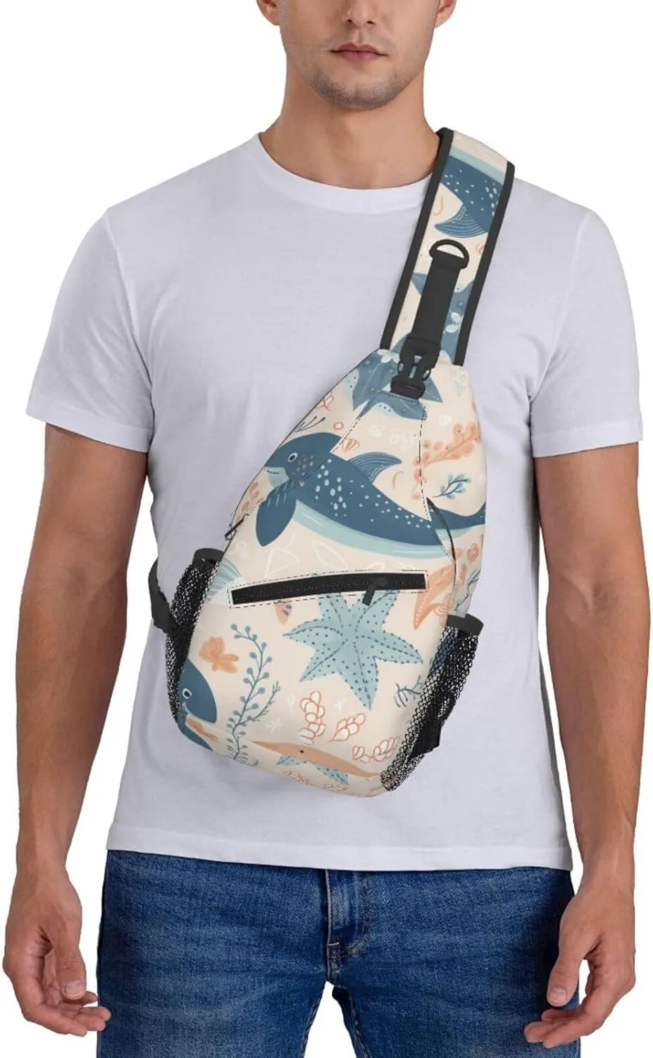 Crossbody Bags for Women Men Trendy Sling Bag Casual Chest Bag Yellow Pattern Shoulder Bag for Travel Sport