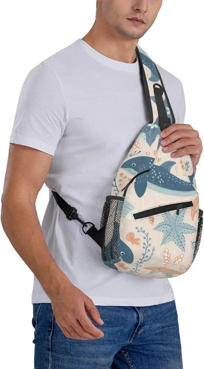 Crossbody Bags for Women Men Trendy Sling Bag Casual Chest Bag Yellow Pattern Shoulder Bag for Travel Sport