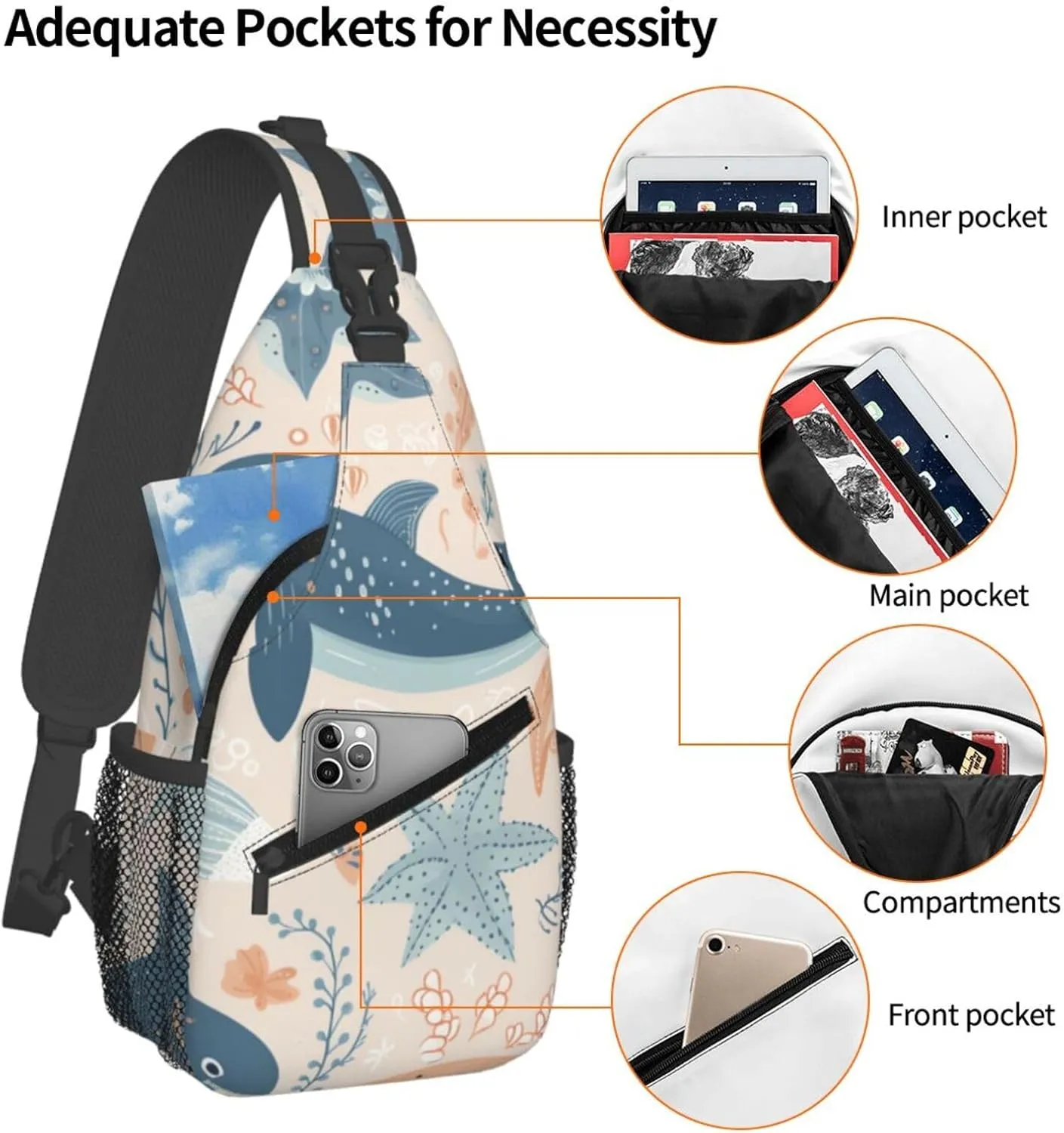 Crossbody Bags for Women Men Trendy Sling Bag Casual Chest Bag Yellow Pattern Shoulder Bag for Travel Sport