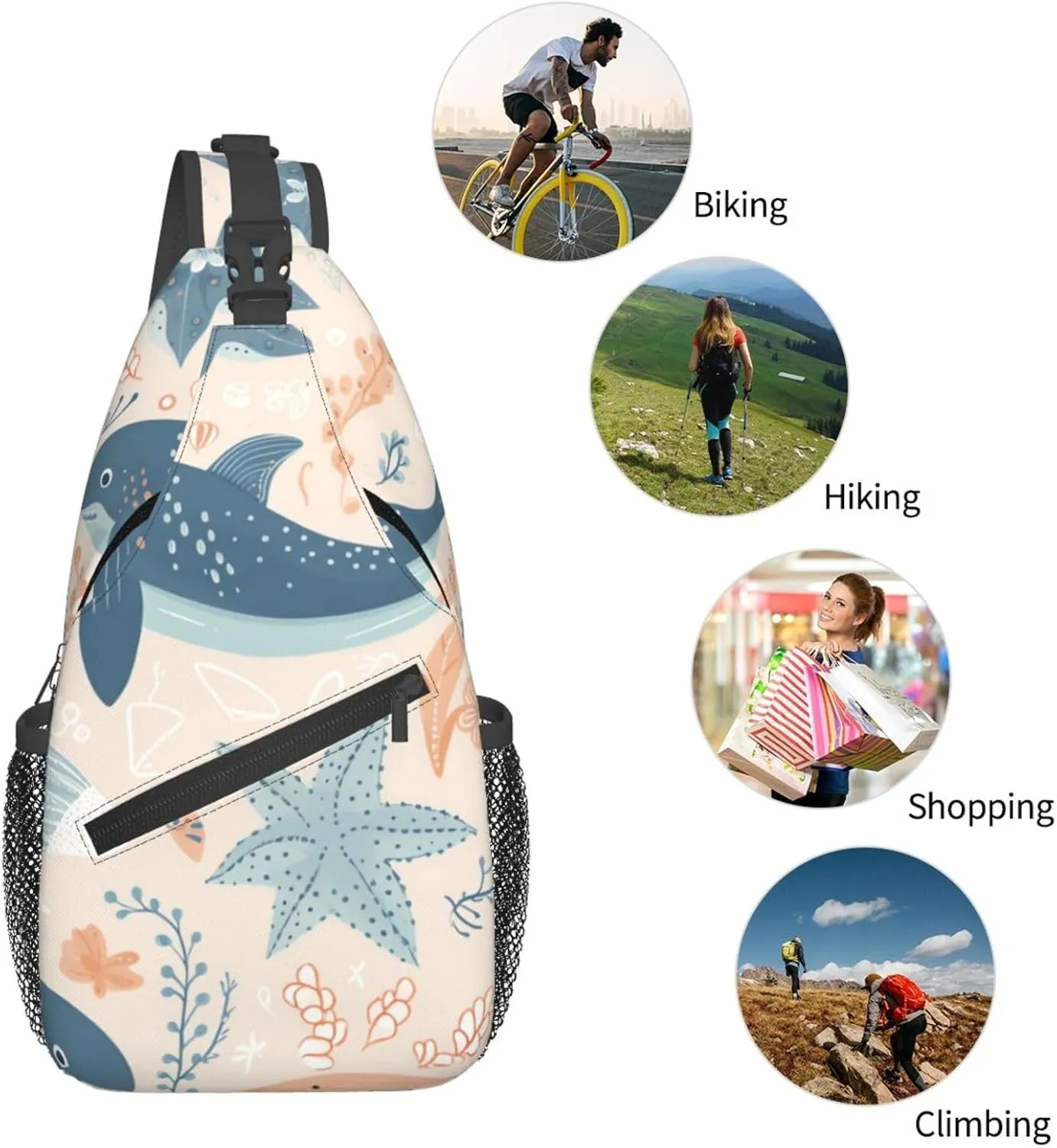 Crossbody Bags for Women Men Trendy Sling Bag Casual Chest Bag Yellow Pattern Shoulder Bag for Travel Sport