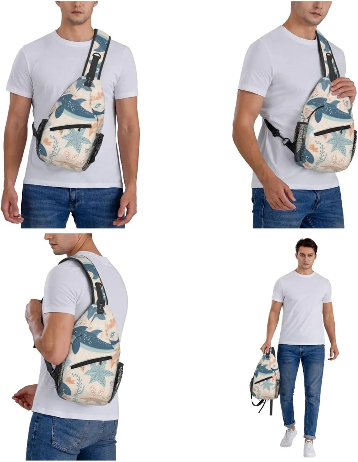 Crossbody Bags for Women Men Trendy Sling Bag Casual Chest Bag Yellow Pattern Shoulder Bag for Travel Sport