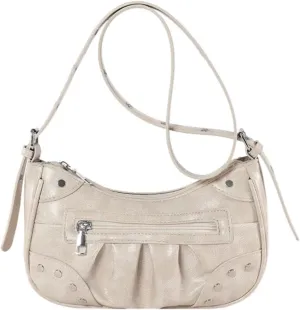 Crossbody Bags For Women Rivet Shoulder Bag with Adjustable Strap Retro Cross Body Bag PU Leather Handbags Trendy Purse