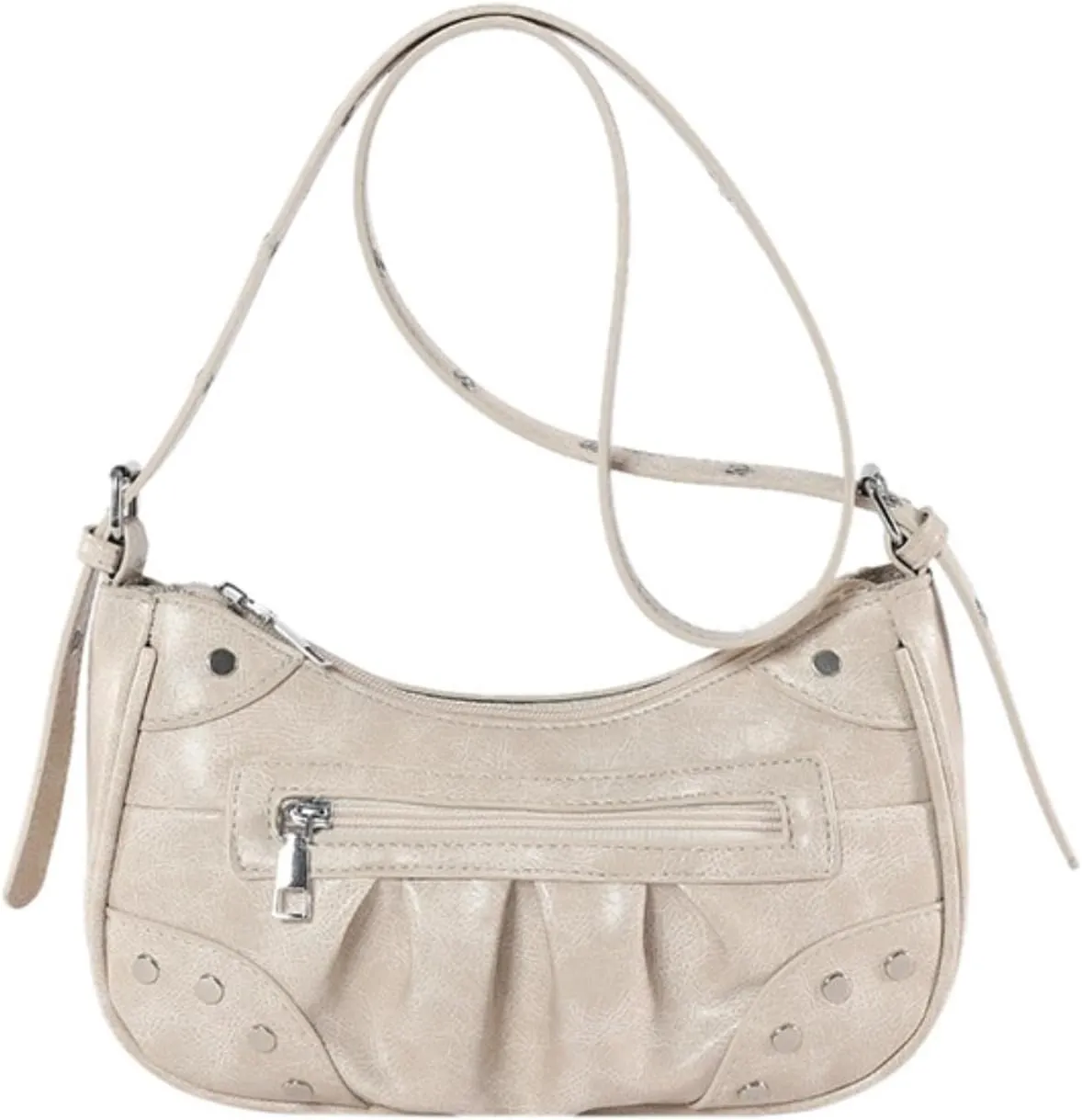 Crossbody Bags For Women Rivet Shoulder Bag with Adjustable Strap Retro Cross Body Bag PU Leather Handbags Trendy Purse