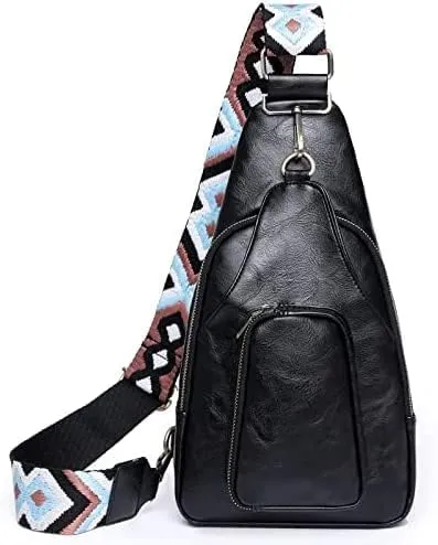 Crossbody Bags for Women Sling Bag Leather Fanny Pack Fashion Chest Bag Small Backpack Adjustable Straps Purse
