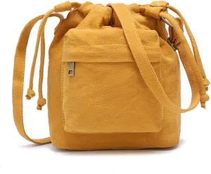 Crossbody Bags for Women Small Canvas Drawstring Bucket Purse Cute Little Boho Bag