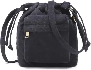 Crossbody Bags for Women Small Canvas Drawstring Bucket Purse Cute Little Boho Bag