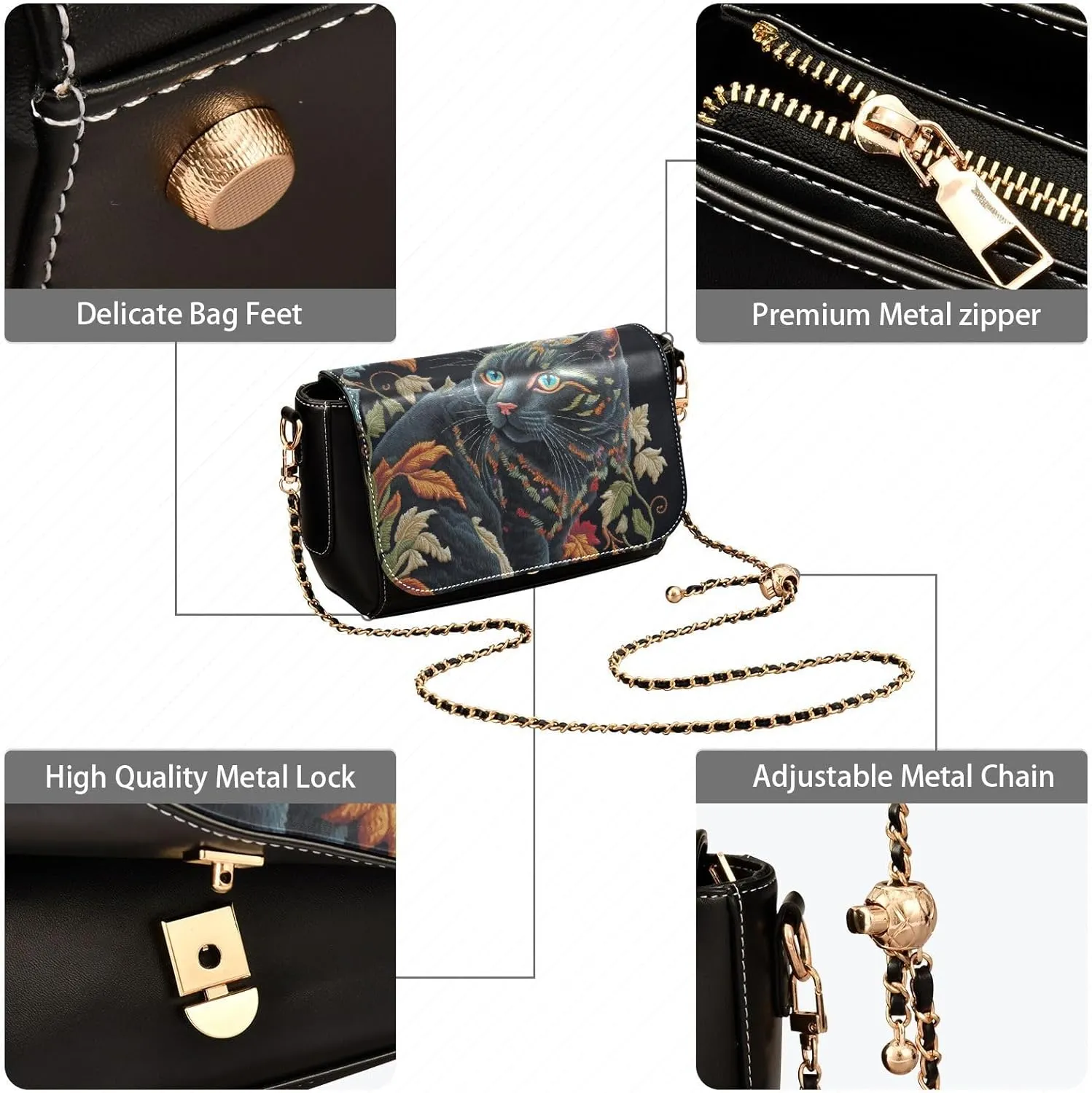 Crossbody Bags for Women Trendy Women's Black Shoulder Bag Small PU Leather Flap Cross Body Bag Handbags