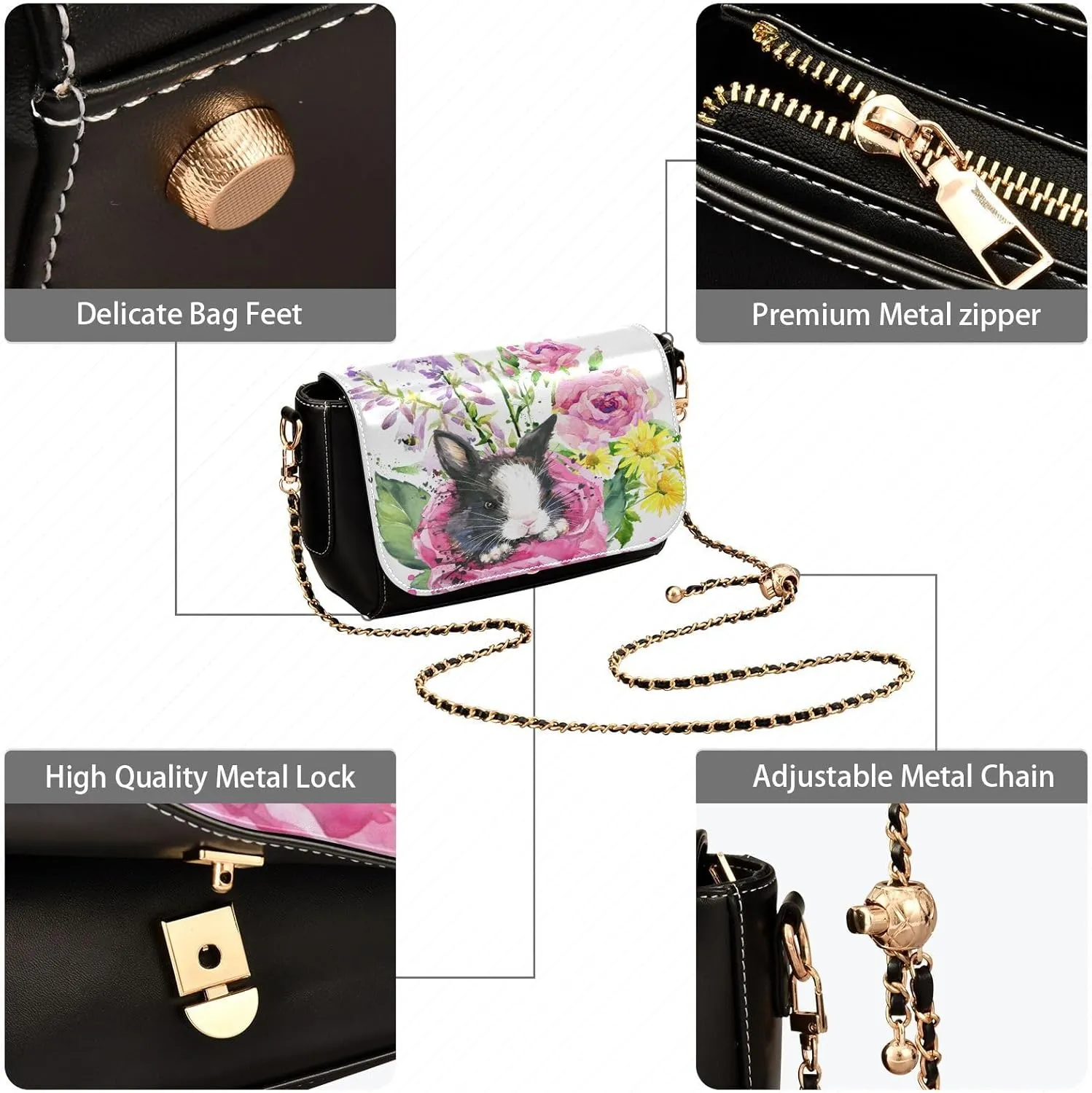 Crossbody Bags for Women Trendy Women's Black Shoulder Bag Small PU Leather Flap Cross Body Bag Handbags