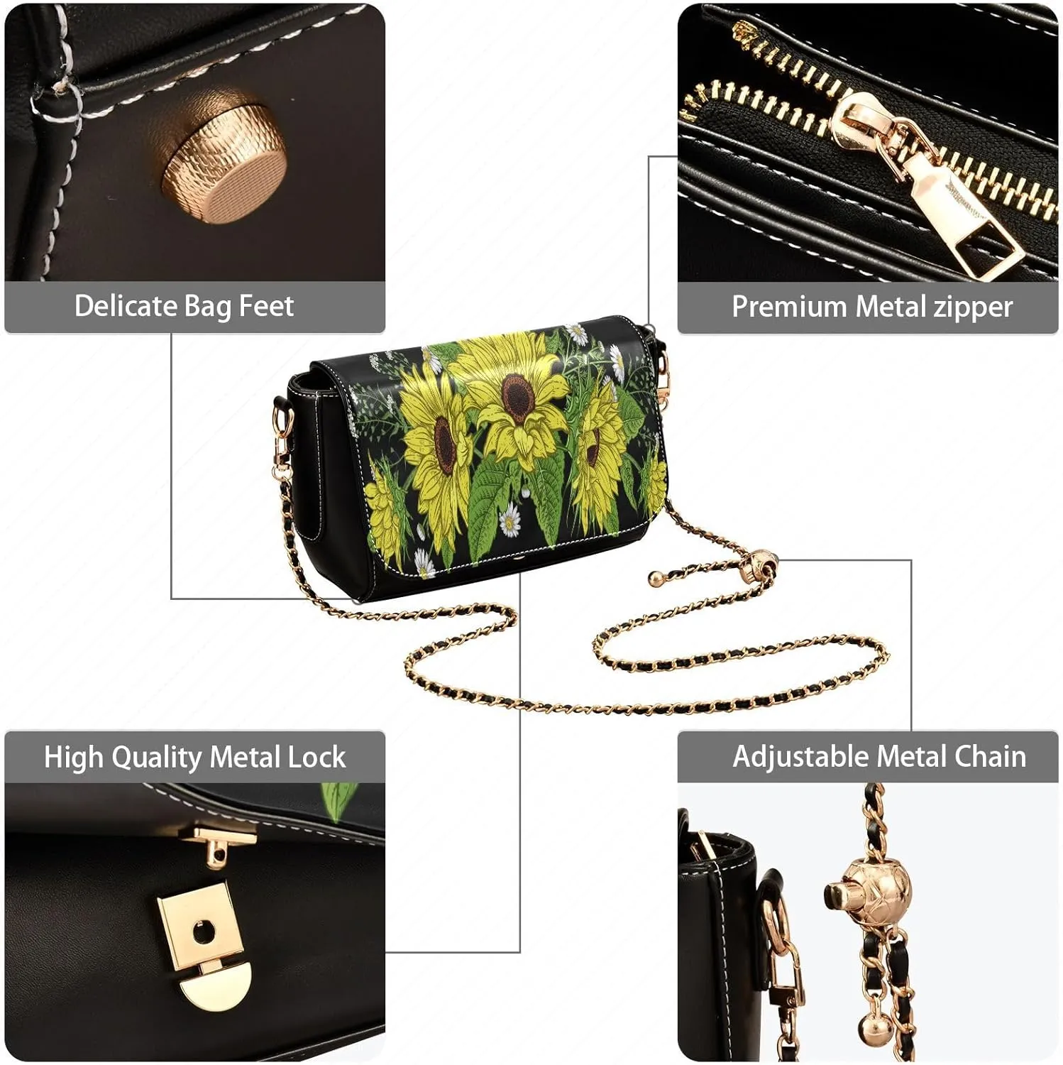 Crossbody Bags for Women Trendy Women's Black Shoulder Bag Small PU Leather Flap Cross Body Bag Handbags