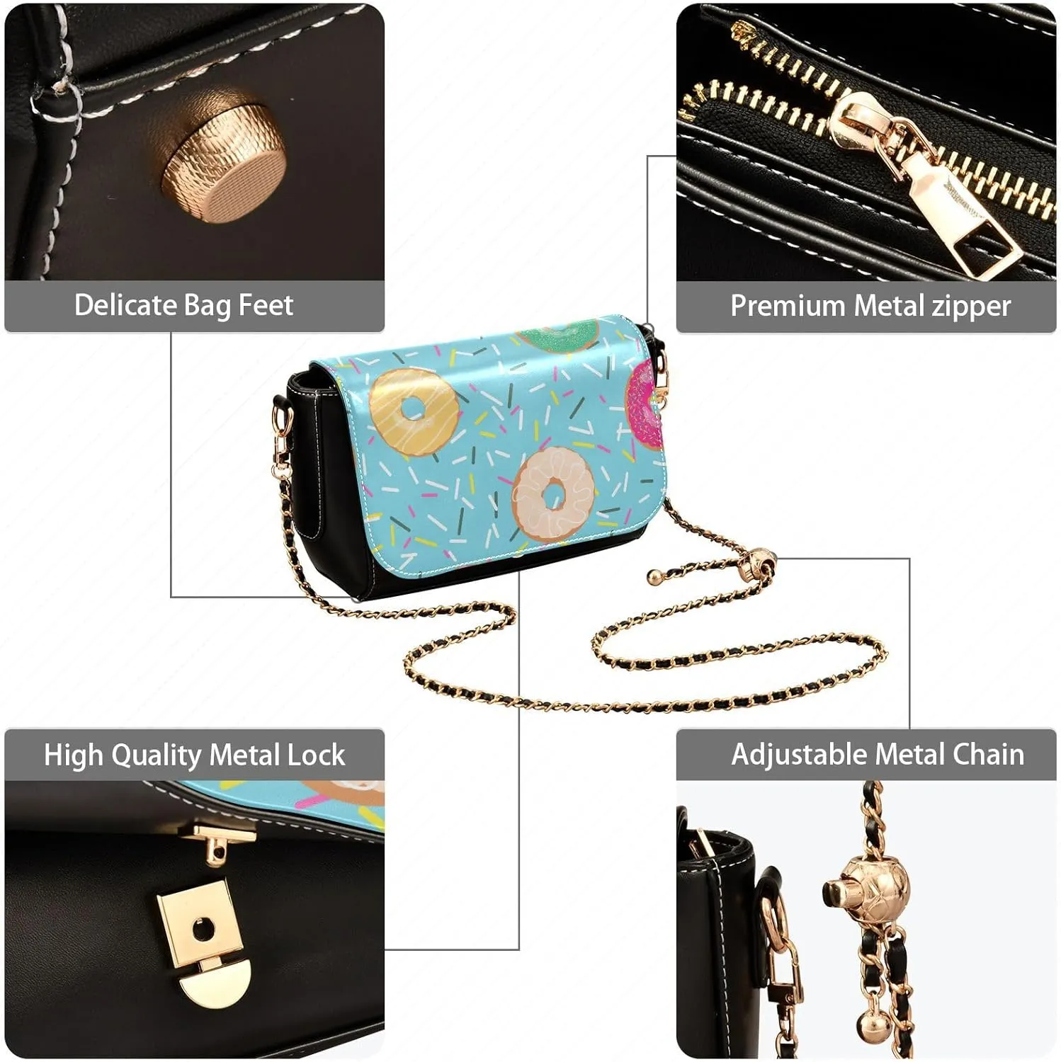 Crossbody Bags for Women Trendy Women's Black Shoulder Bag Small PU Leather Flap Cross Body Bag Handbags