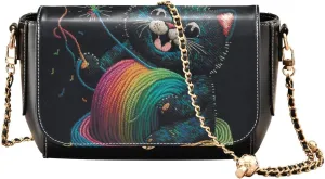 Crossbody Bags for Women Trendy Women's Black Shoulder Bag Small PU Leather Flap Cross Body Bag Handbags