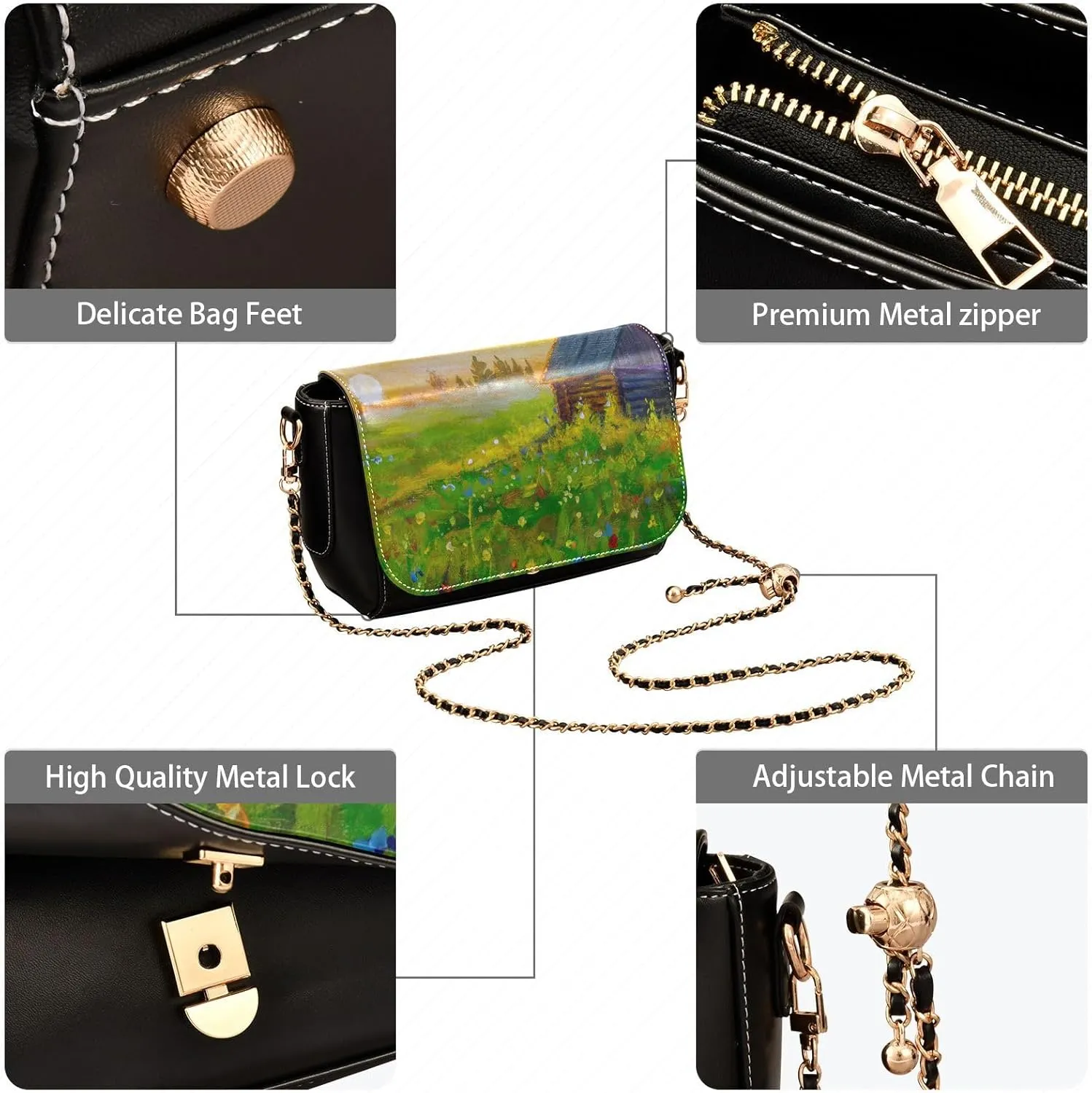 Crossbody Bags for Women Trendy Women's Black Shoulder Bag Small PU Leather Flap Cross Body Bag Handbags