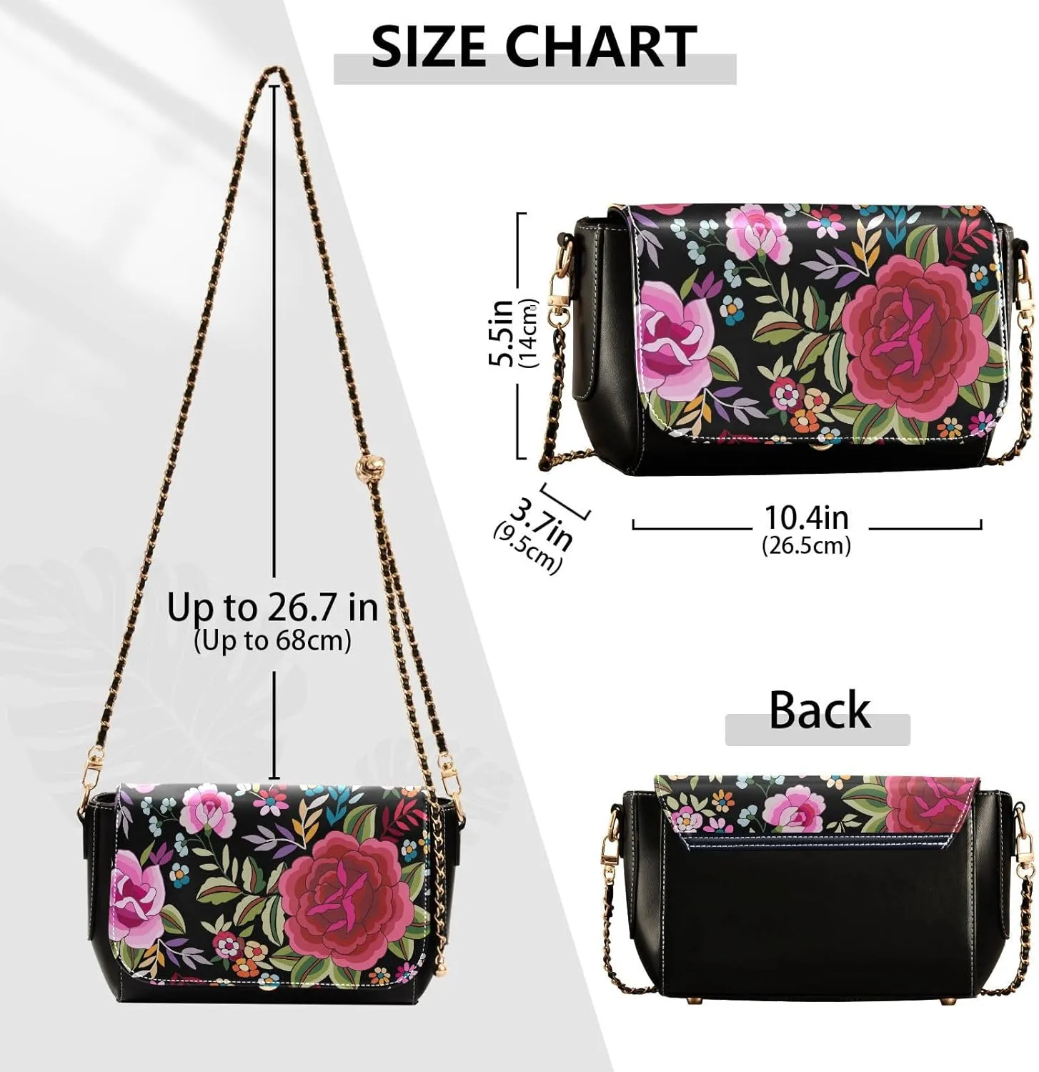 Crossbody Bags for Women Trendy Women's Black Shoulder Bag Small PU Leather Flap Cross Body Bag Handbags