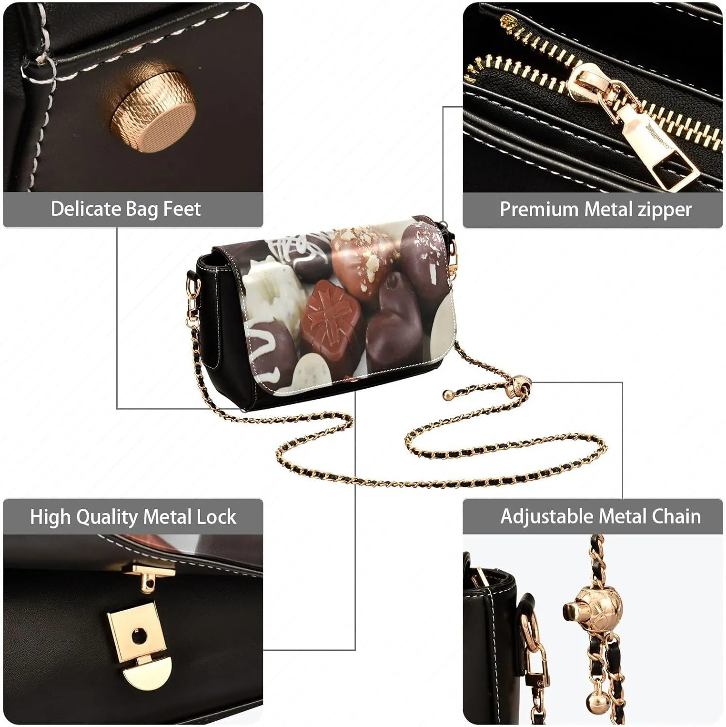 Crossbody Bags for Women Trendy Women's Black Shoulder Bag Small PU Leather Flap Cross Body Bag Handbags