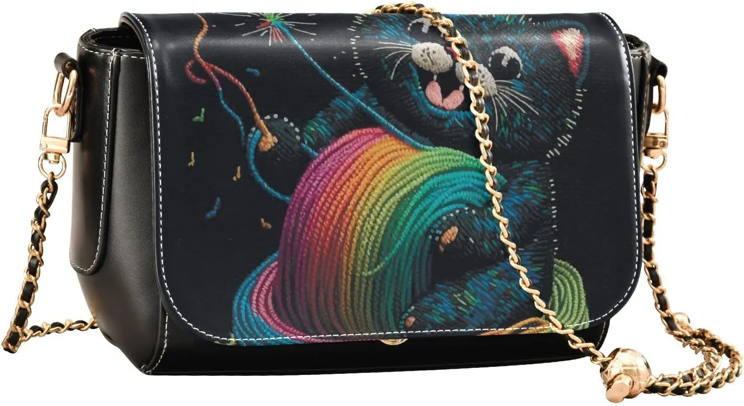 Crossbody Bags for Women Trendy Women's Black Shoulder Bag Small PU Leather Flap Cross Body Bag Handbags