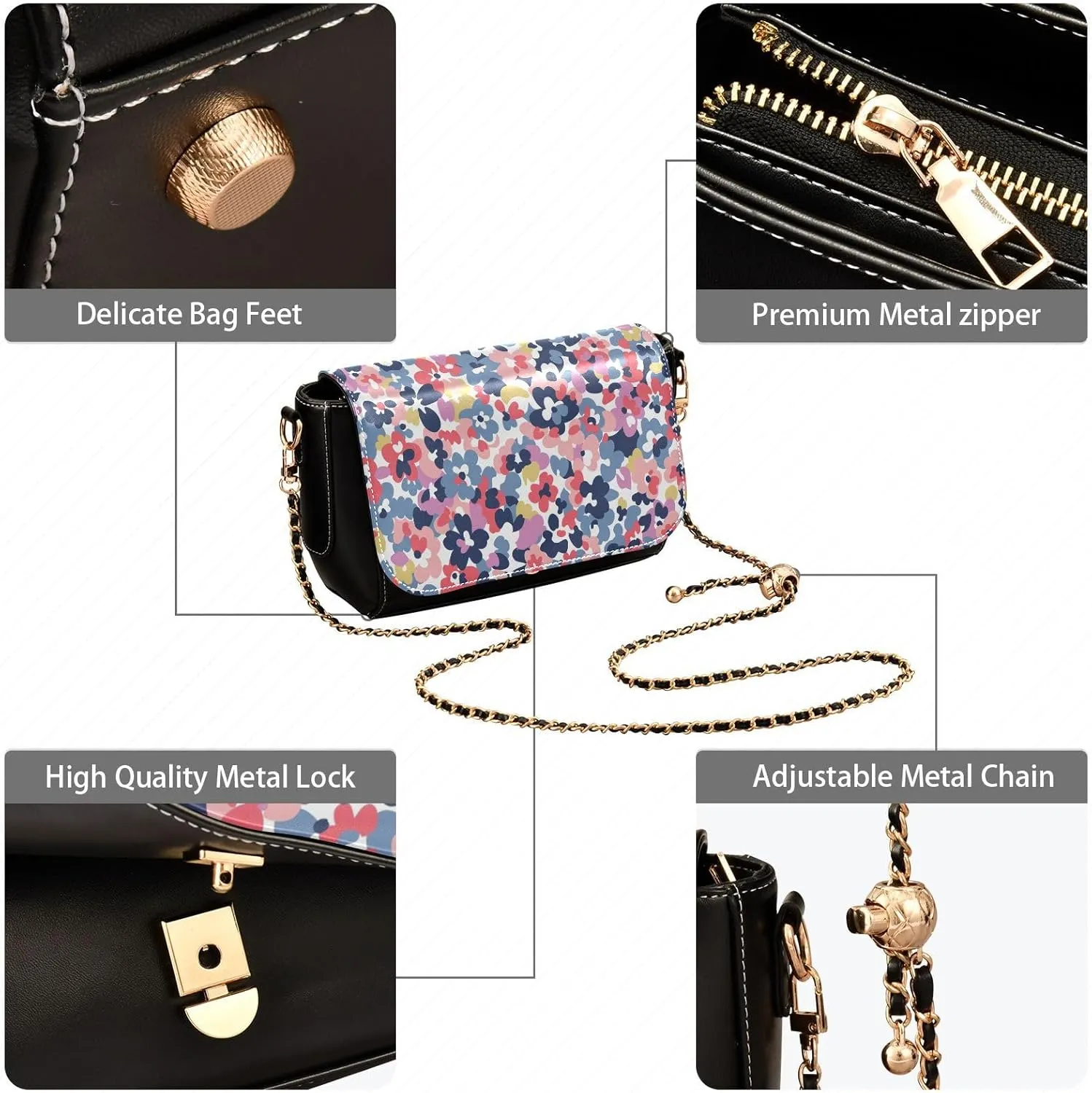 Crossbody Bags for Women Trendy Women's Black Shoulder Bag Small PU Leather Flap Cross Body Bag Handbags
