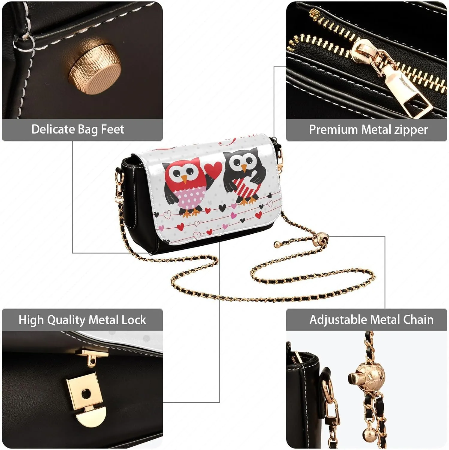 Crossbody Bags for Women Trendy Women's Black Shoulder Bag Small PU Leather Flap Cross Body Bag Handbags